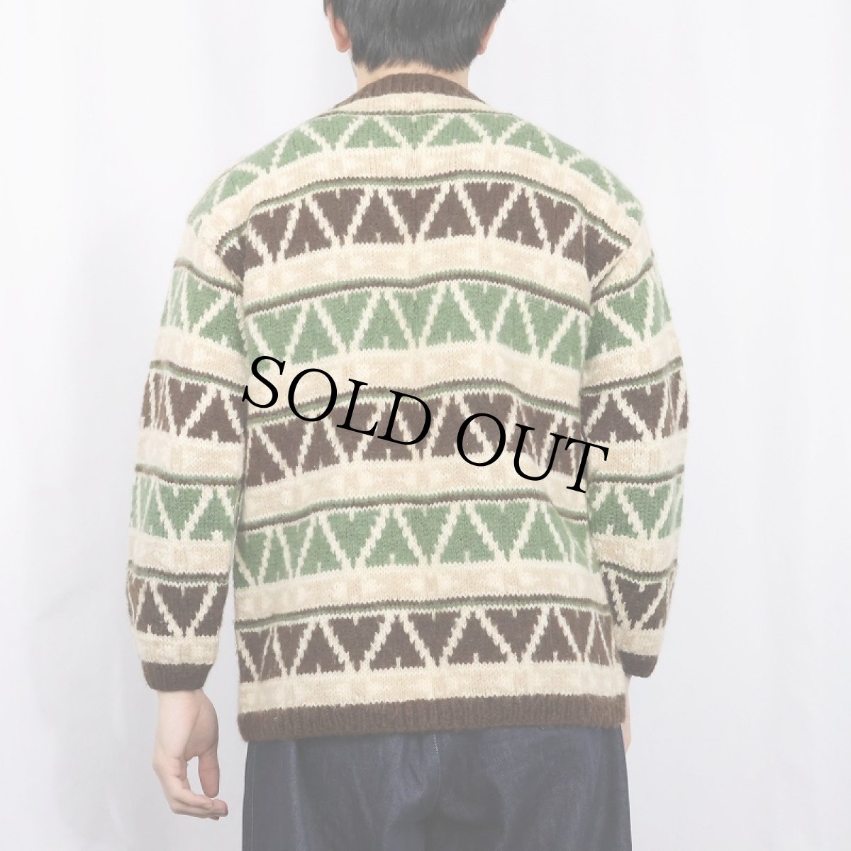 画像4: 総柄 ウールハンドニットセーター (4)