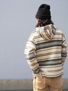 画像2: 70's Jersey Modeller ポケット付き ジャガードニットフーディー SIZE42 (2)