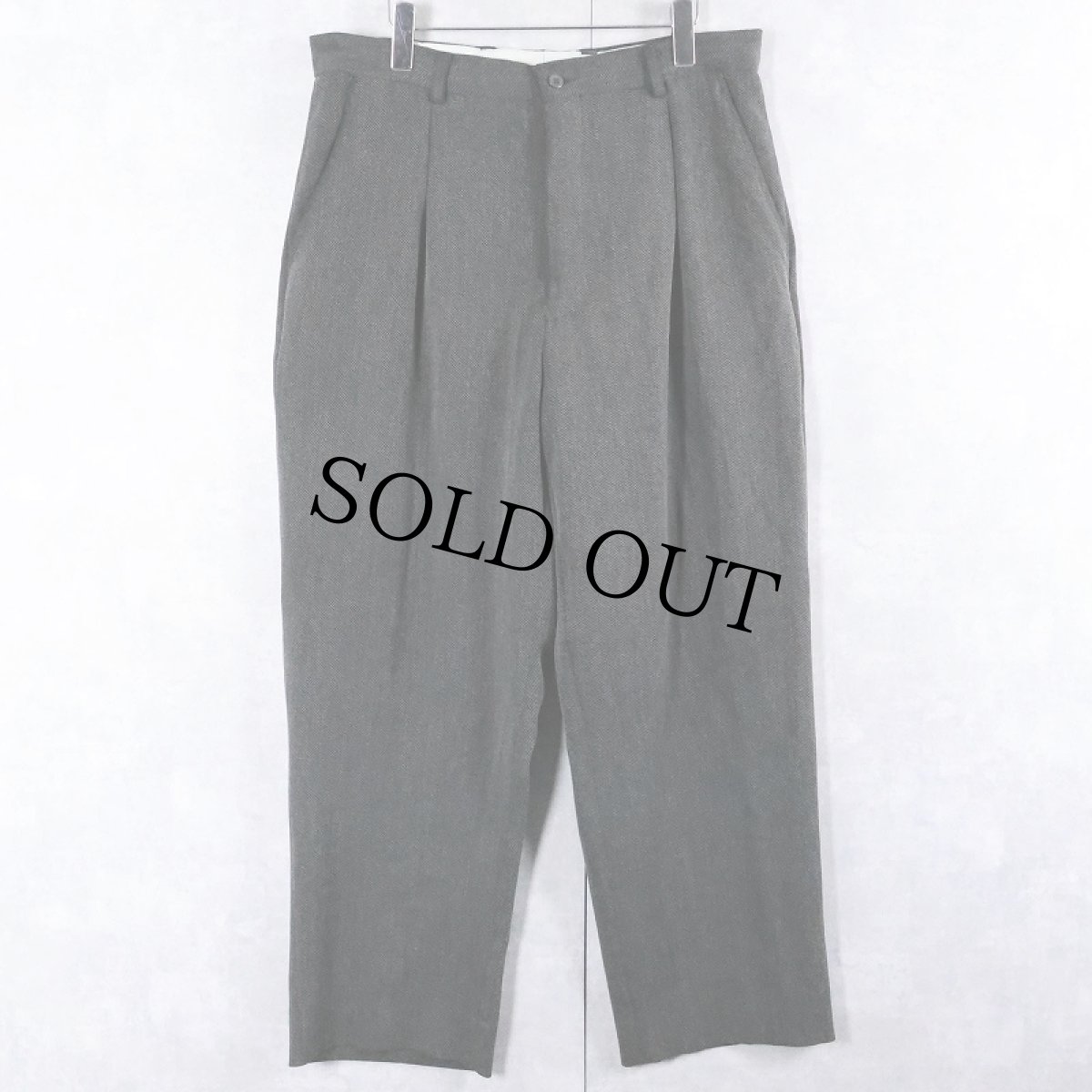 画像1: SYLLABLES ポリエステル×レーヨン タック入りスラックス W35 (1)