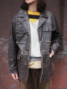 画像1: GAP レザーカーコート BROWN S (1)