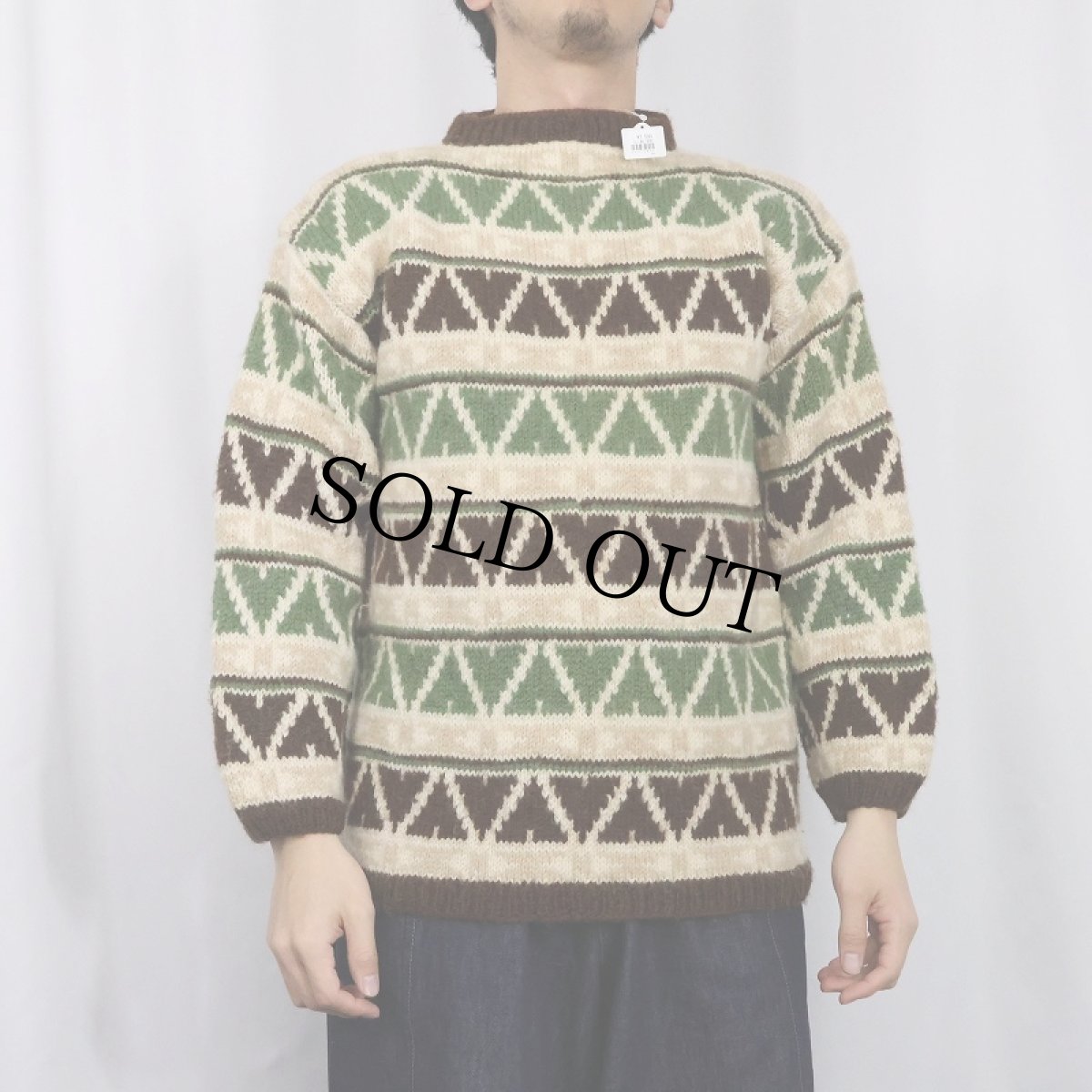 画像3: 総柄 ウールハンドニットセーター (3)