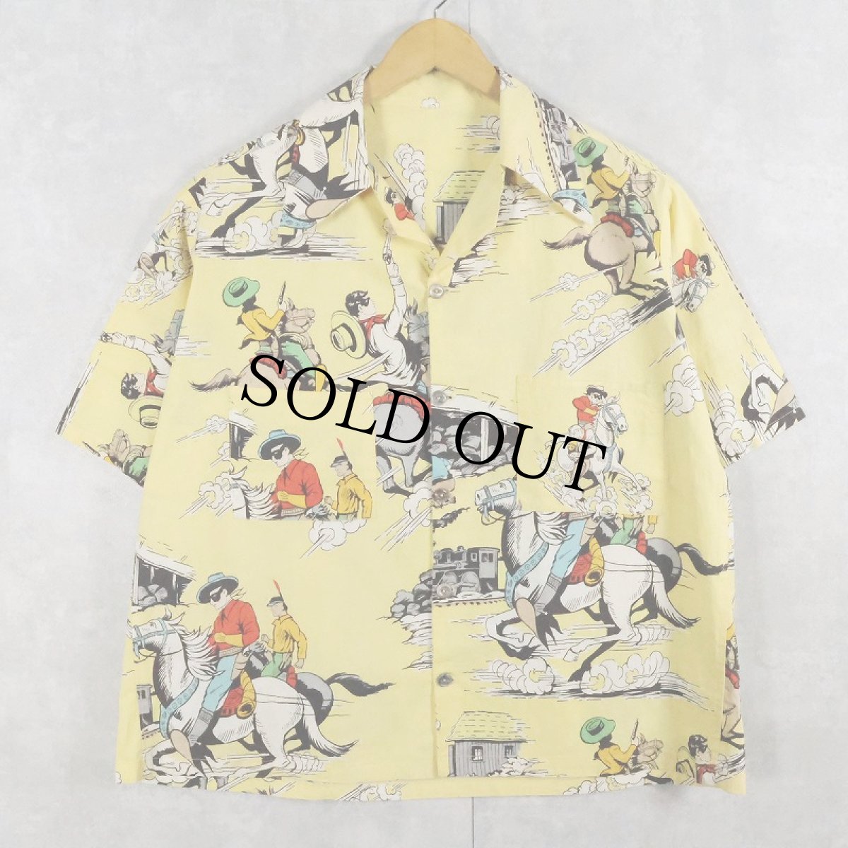 画像1: 40's〜 カウボーイ柄 コットンアロハシャツ (1)