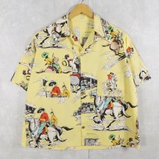 画像1: 40's〜 カウボーイ柄 コットンアロハシャツ (1)