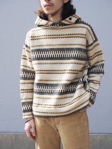 画像1: 70's Jersey Modeller ポケット付き ジャガードニットフーディー SIZE42 (1)