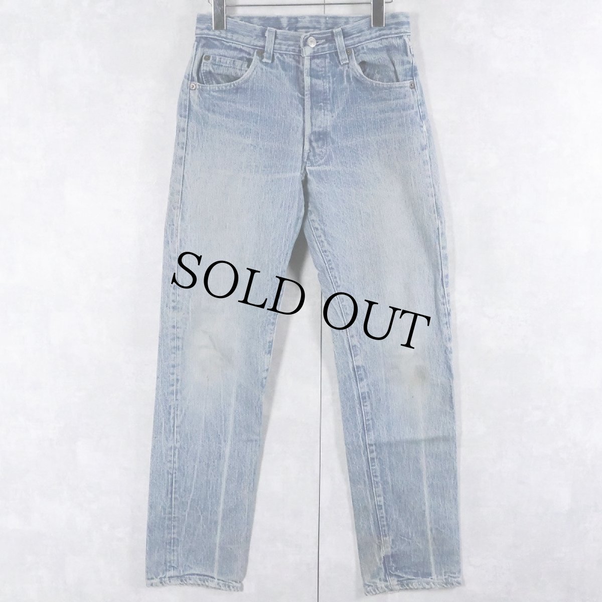 画像1: 80's Levi's 501 USA製 ストライプ柄 デニムパンツ W28 (1)