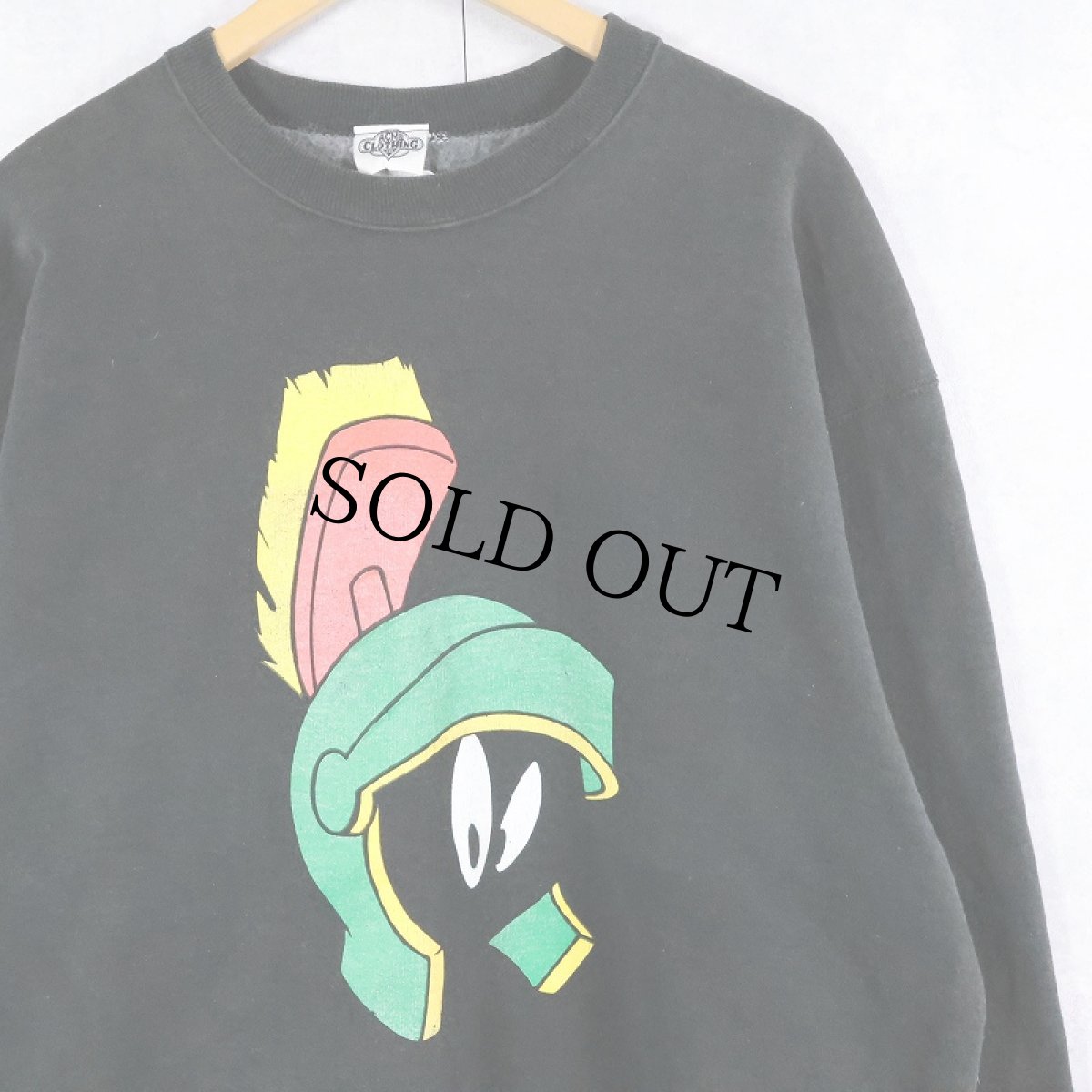 画像1: 【SALE】 90's Looney Tunes USA製 "Marvin the Martian" キャラクタープリントスウェット BLACK XL (1)