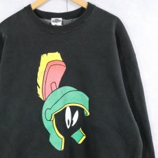 画像1: 90's Looney Tunes USA製 "Marvin the Martian" キャラクタープリントスウェット BLACK XL (1)