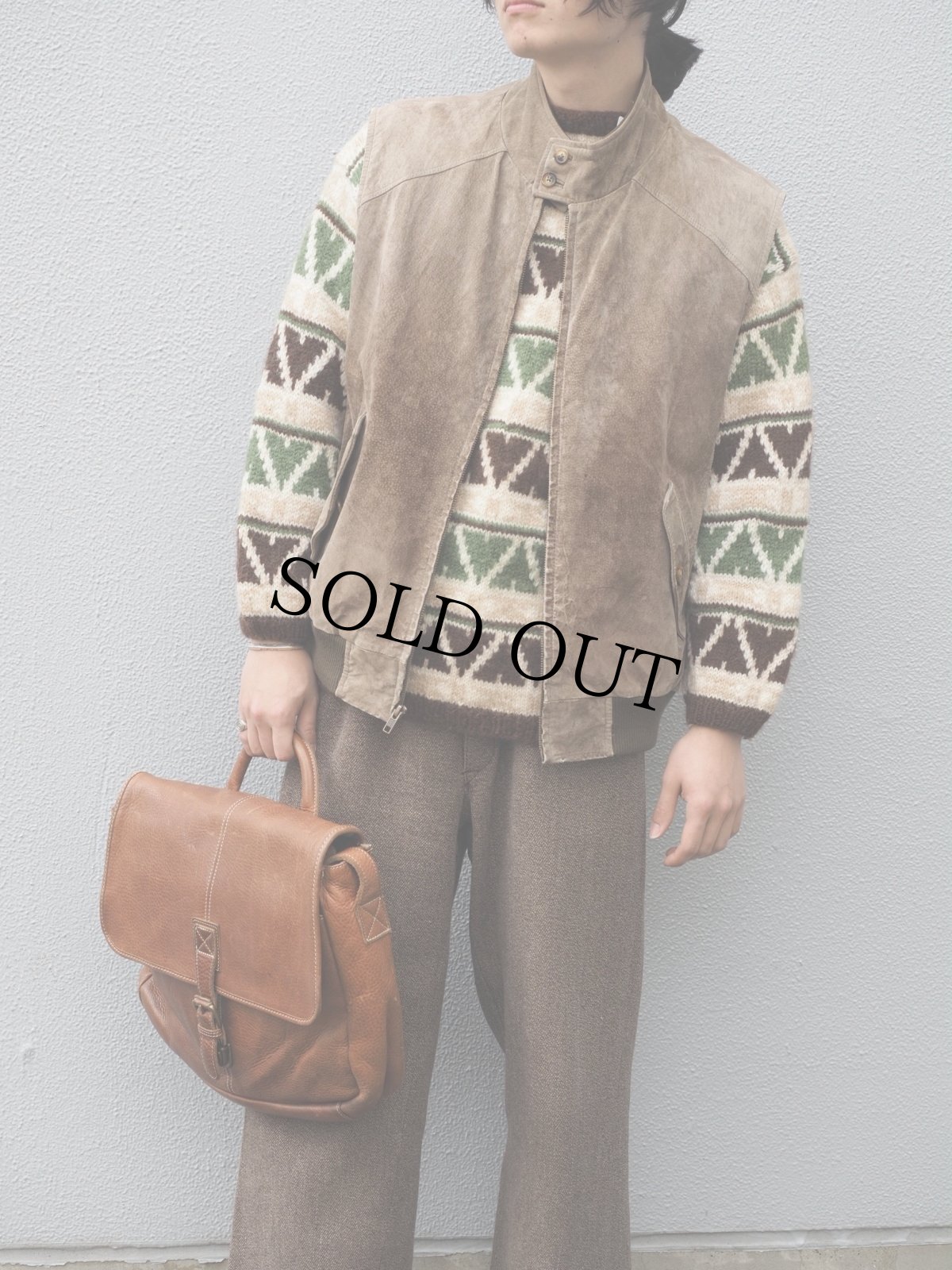 画像2: 総柄 ウールハンドニットセーター (2)