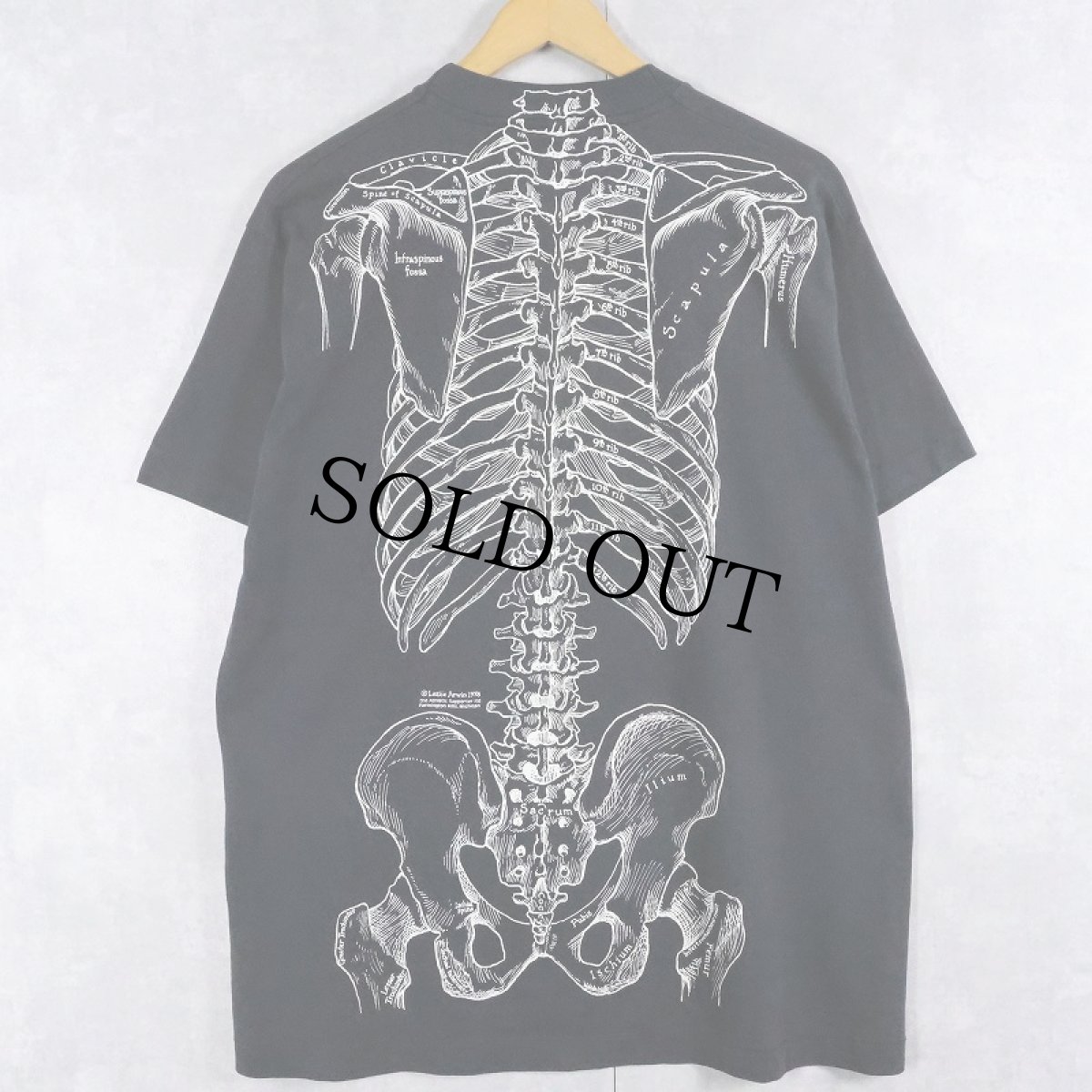 画像2: 90's LESLIE ARWIN USA製 骨格 騙し絵プリントTシャツ BLACK XL (2)