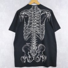 画像2: 90's LESLIE ARWIN USA製 骨格 騙し絵プリントTシャツ BLACK XL (2)