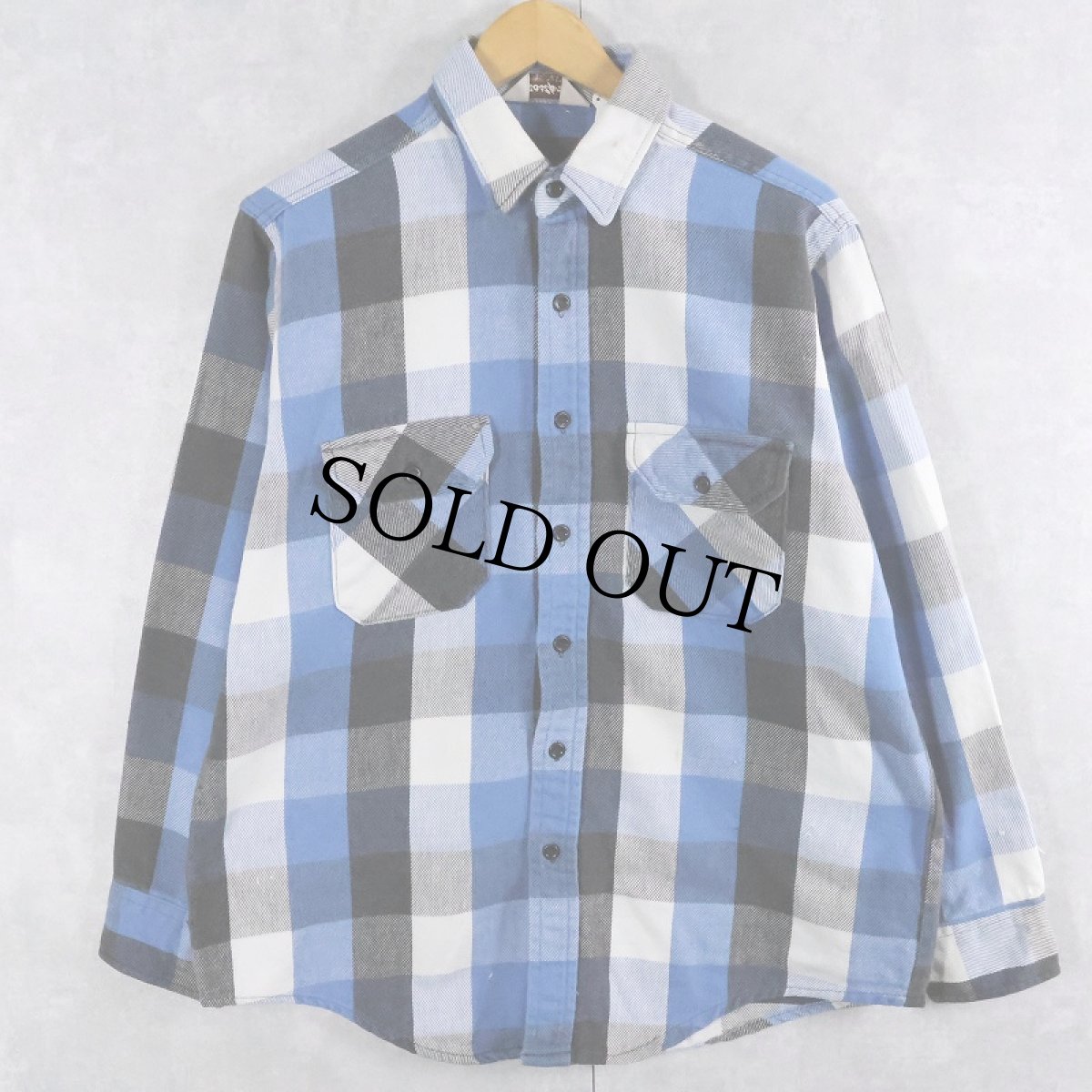 画像1: 80's Frostproof USA製 ブロックチェック柄 ヘビーネルシャツ L (1)