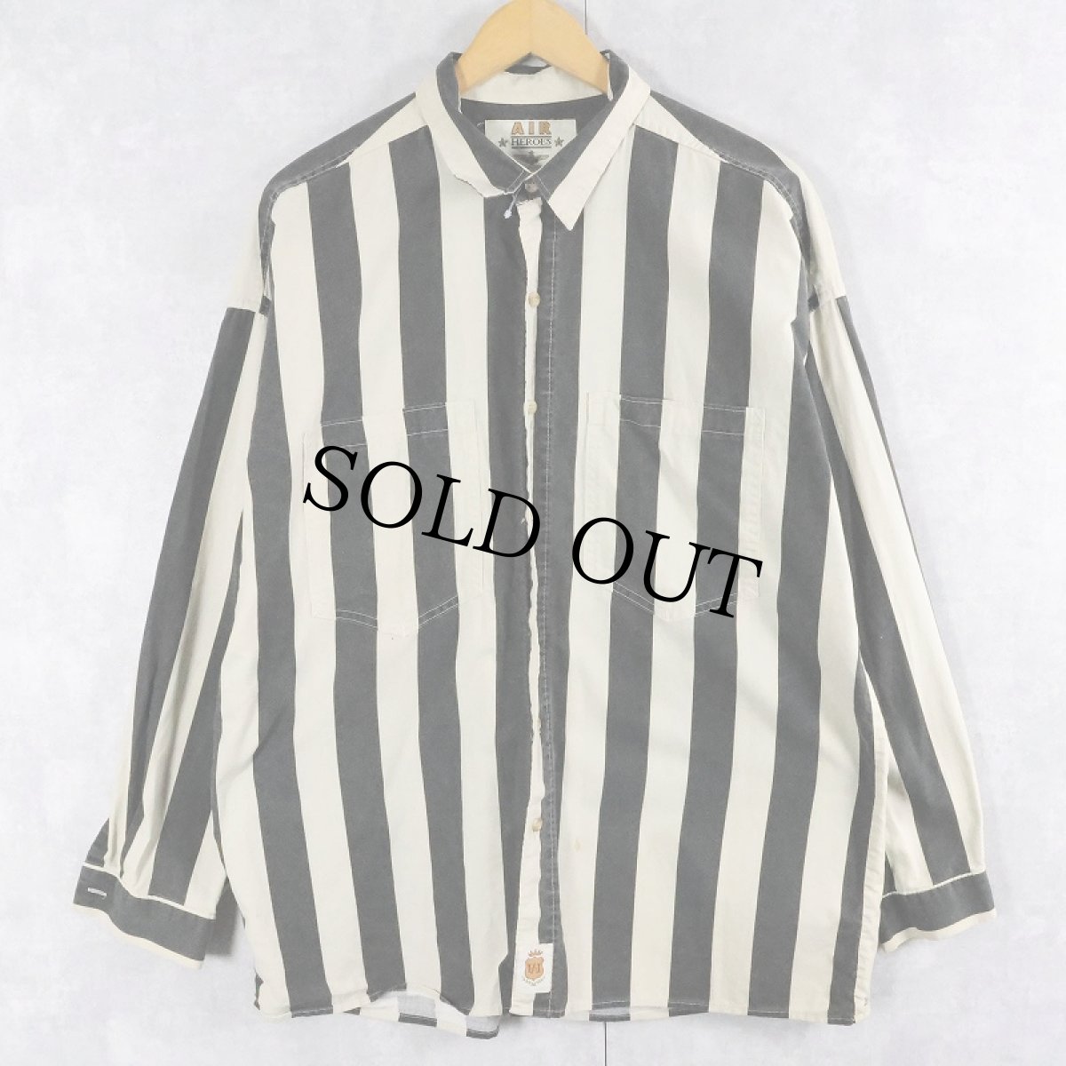 画像1: 〜90's AIR HEROES AUSTRALIA製 ストライプ柄 コットンシャツ L (1)