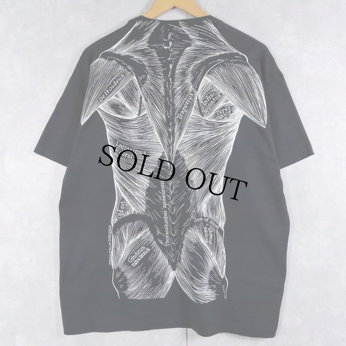 画像2: 90's LESLIE ARWIN PAT BOVA USA製 人体図 騙し絵プリントTシャツ BLACK XL (2)