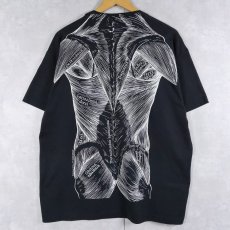 画像2: 90's LESLIE ARWIN PAT BOVA USA製 人体図 騙し絵プリントTシャツ BLACK XL (2)