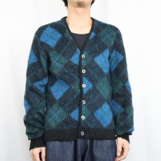 画像2: 60's Rob Scot アーガイル柄 モヘアニットカーディガン L (2)