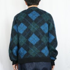画像3: 60's Rob Scot アーガイル柄 モヘアニットカーディガン L (3)