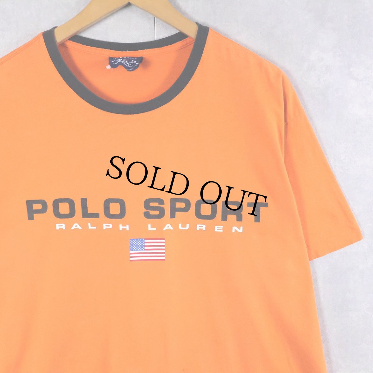 画像1: 90's POLO SPORT Ralph Lauren ロゴプリント リンガーTシャツ L (1)