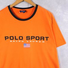 画像1: 90's POLO SPORT Ralph Lauren ロゴプリント リンガーTシャツ L (1)