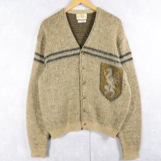 画像1: 60's ARROW ウール×モヘアニットカーディガン L (1)