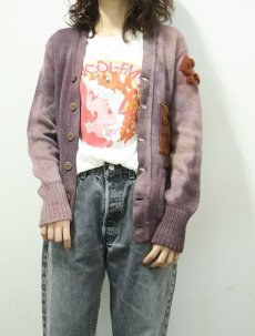 画像1: 60's THE Sportsman's Store ブリーチ×後染め レタードニットカーディガン (1)