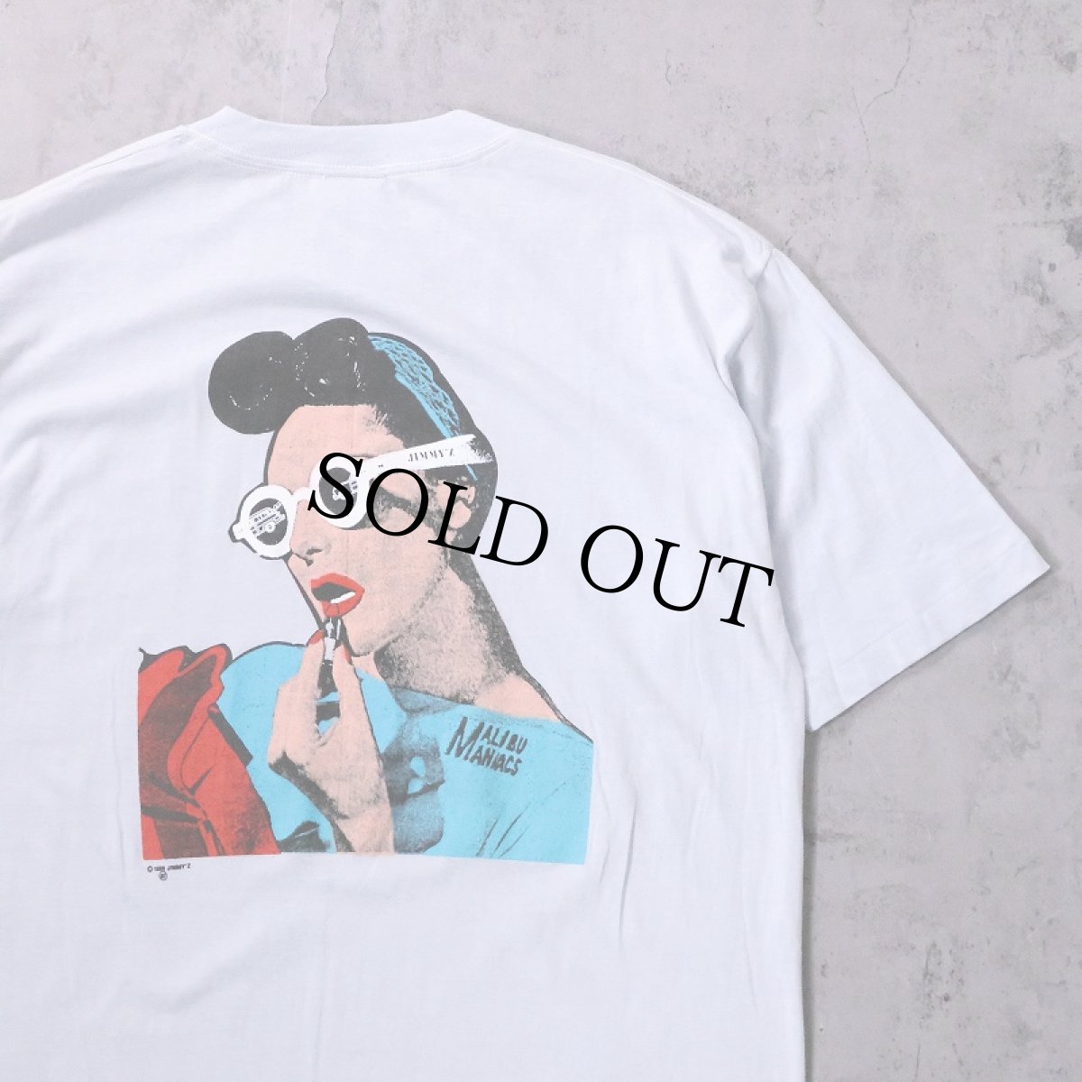 画像1: 80's JIMMY'Z USA製 "MALIBU MANIACS" バックプリントTシャツ L (1)