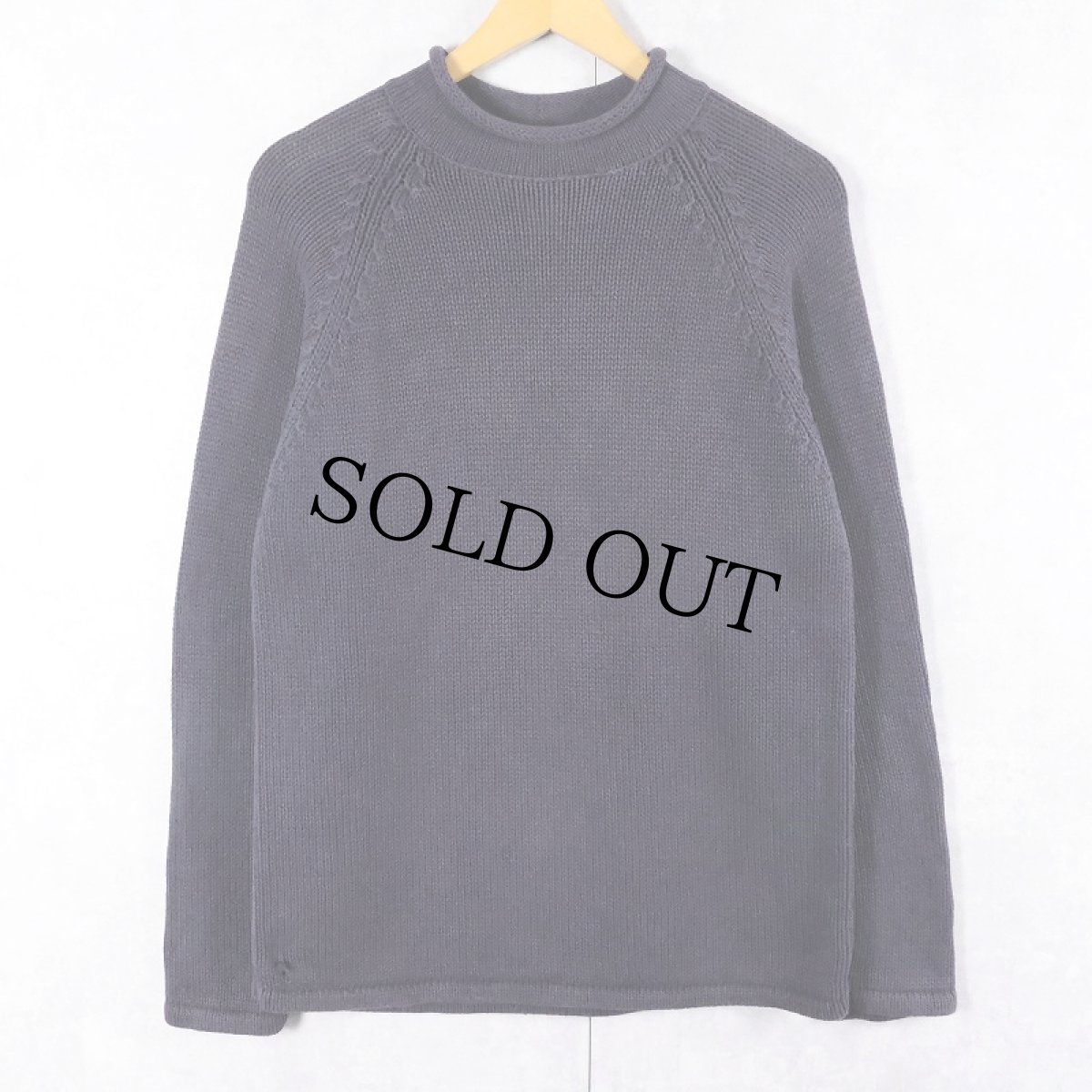 画像3: 90's J.CREW ロールネック コットンニットセーター NAVY S (3)