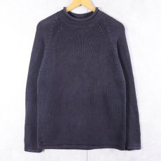 画像1: 90's J.CREW ロールネック コットンニットセーター NAVY S (1)
