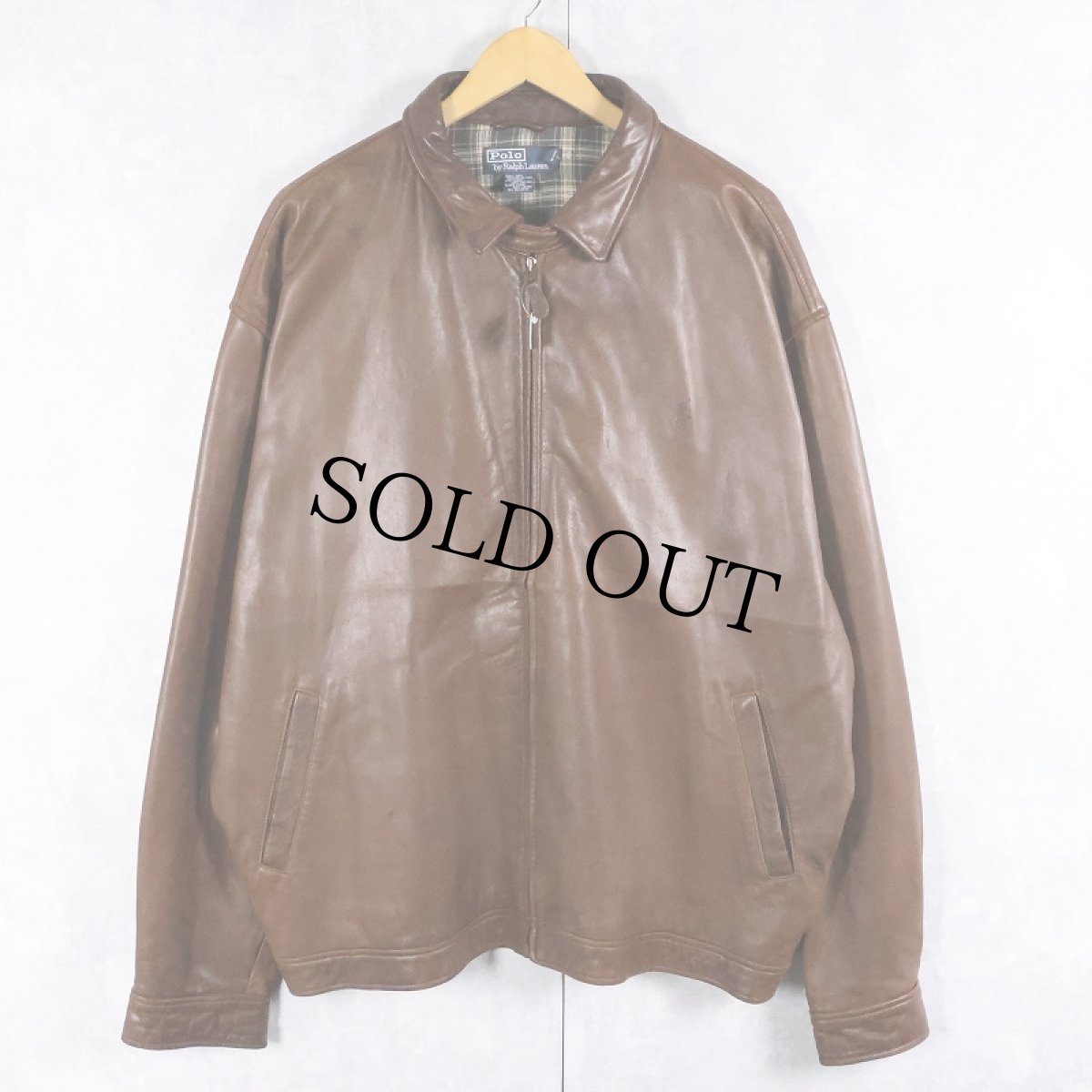 画像1: POLO Ralph Lauren ラムレザー スイングトップ XXL (1)
