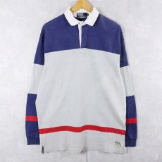画像1: 90's POLO Ralph Lauren USA製 切り替えデザイン コットンラガーシャツ L (1)