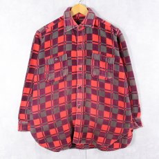 画像1: 60〜70's 猫目ボタン チェック柄 ヘビーネルシャツ (1)