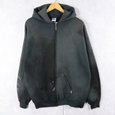 画像1: 90's RUSSELL ATHLETIC USA製 フェードジップパーカー BLACK XL (1)