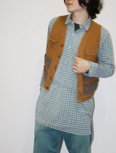 画像1: 60's〜 EGS チェック柄 カスタム コットングランパシャツ SIZE40 (1)