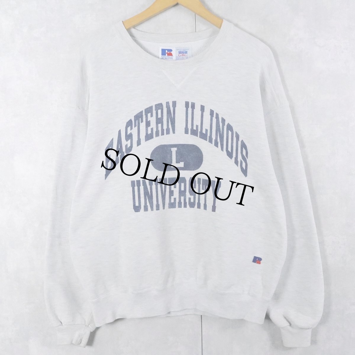 画像1: 90's RUSSELL ATHLETIC USA製 "EASTERN ILLINOIS" 前V プリントスウェット L (1)