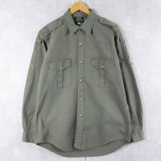 画像1: 90's Willis & Geiger USA製 ガンパッチ付き コットンサファリシャツ L (1)