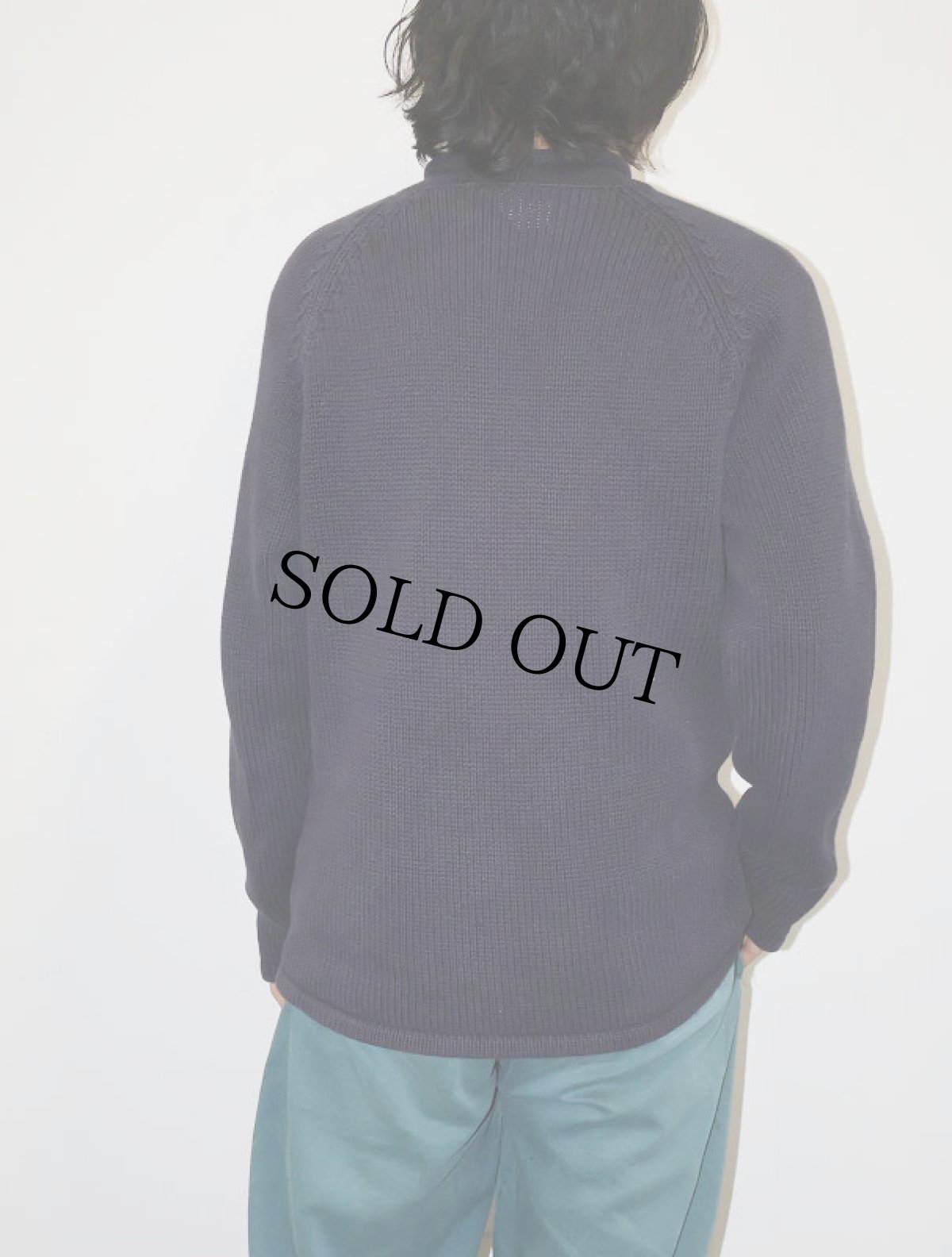 画像2: 90's J.CREW ロールネック コットンニットセーター NAVY S (2)