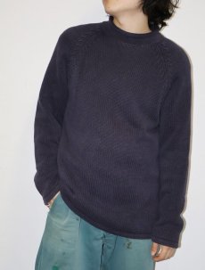 画像1: 90's J.CREW ロールネック コットンニットセーター NAVY S (1)