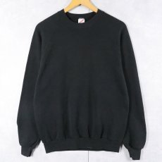 画像1: 90's JERZEES USA製 無地ラグランスウェット BLACK L (1)