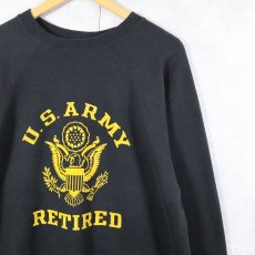 画像1: 80's U.S.ARMY USA製 フロッキープリント ラグランスウェット BLACK L (1)