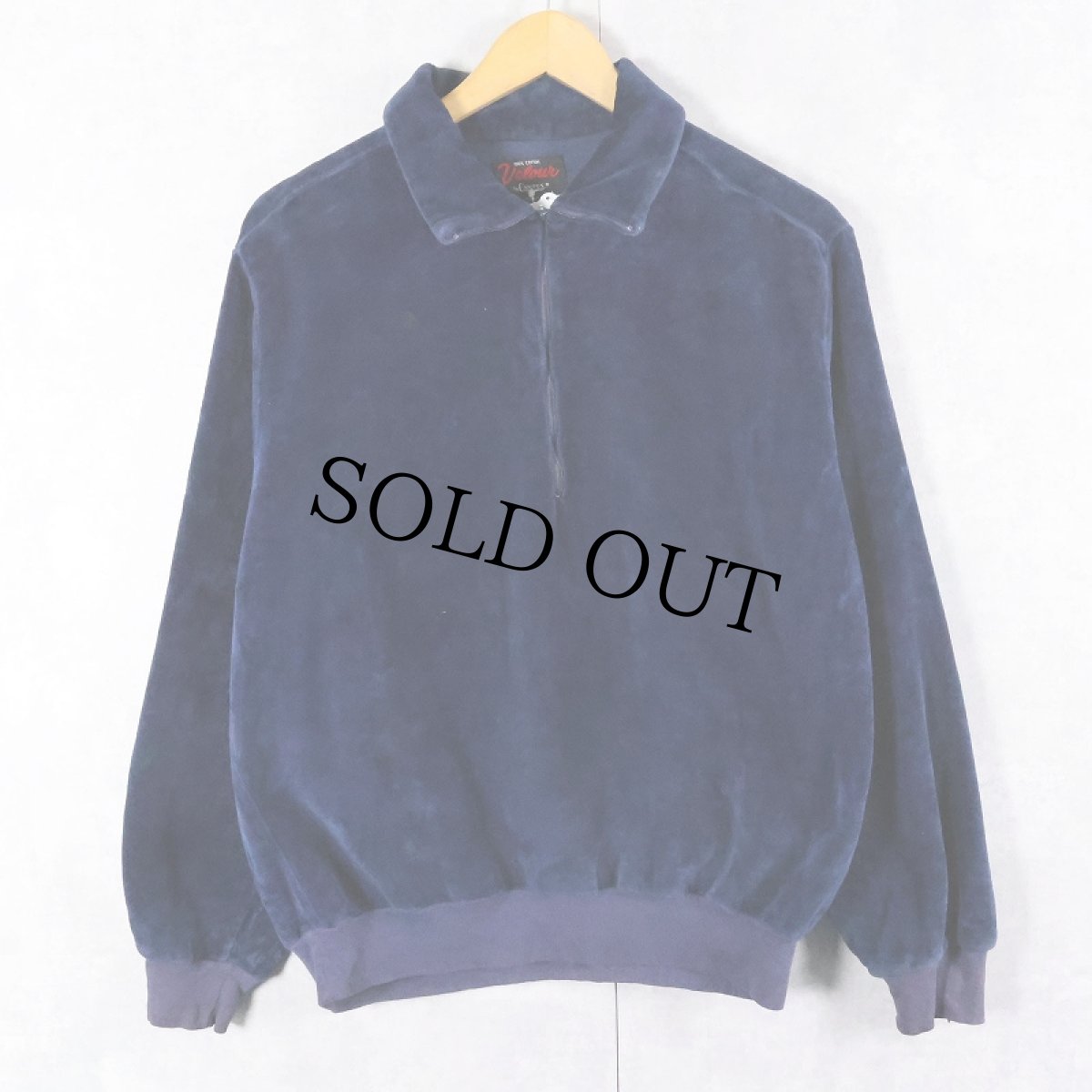 画像1: 70's〜 Velour by CAMPUS USA製 ハーフジップベロアスウェット NAVY L (1)