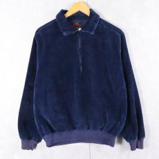 画像1: 70's〜 Velour by CAMPUS USA製 ハーフジップベロアスウェット NAVY L (1)