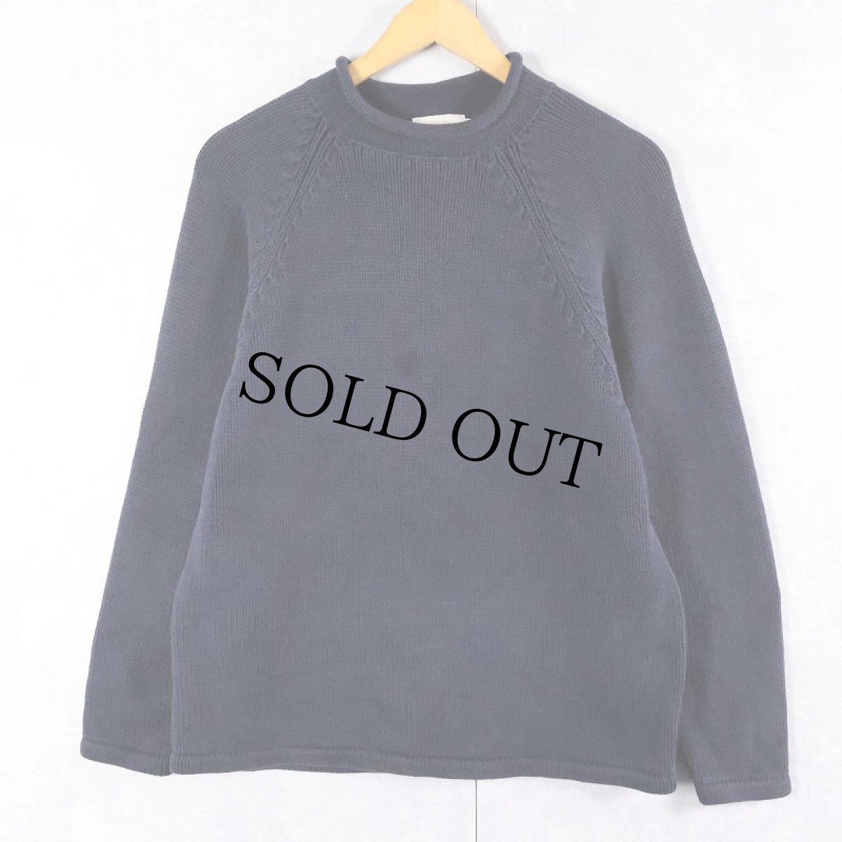 画像1: J.CREW ロールネック コットンニットセーター NAVY S (1)
