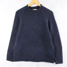 画像1: J.CREW ロールネック コットンニットセーター NAVY S (1)