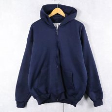 画像1: 90's PLUMA 裏サーマル ポリエステル スウェットジップパーカー NAVY XL (1)