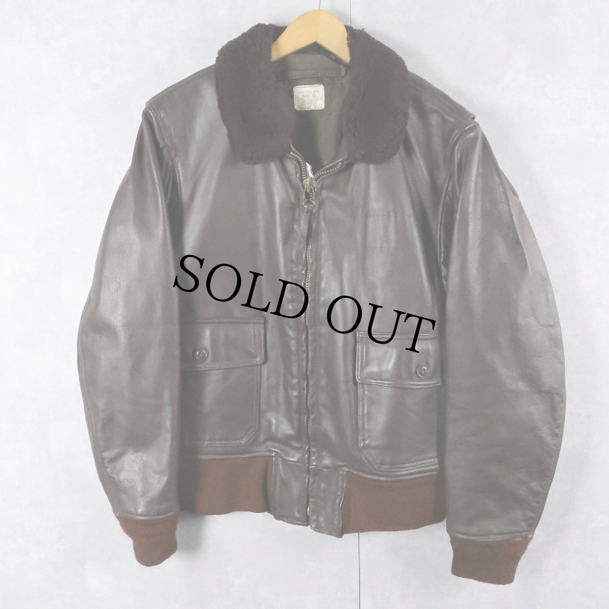 画像1: 80's U.S.NAVY G-1 レザーフライトジャケット SIZE42 (1)