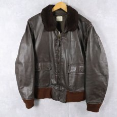 画像1: 80's U.S.NAVY G-1 レザーフライトジャケット SIZE42 (1)