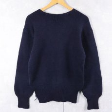 画像1: 50's〜 ウールニットセーター NAVY (1)