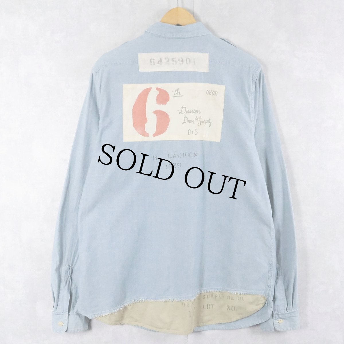 画像1: DENIM & SUPPLY RALPH LAUREN リメイクデザイン シャンブレーシャツ L (1)