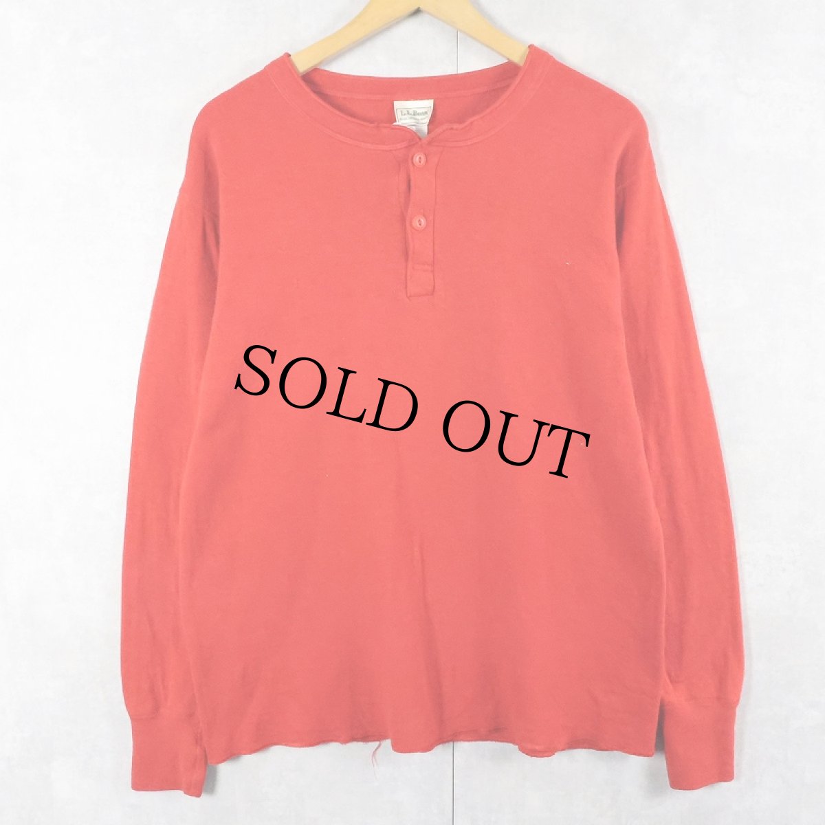 画像1: 90's L.L.Bean USA製 猫目ボタン ヘンリーネックロンT M (1)