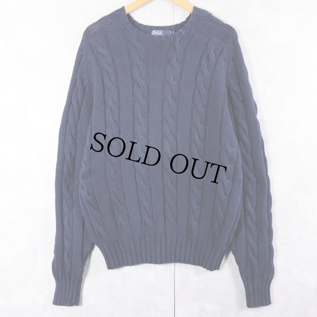 画像1: 90's〜 POLO Ralph Lauren コットンケーブルニットセーター NAVY XL (1)