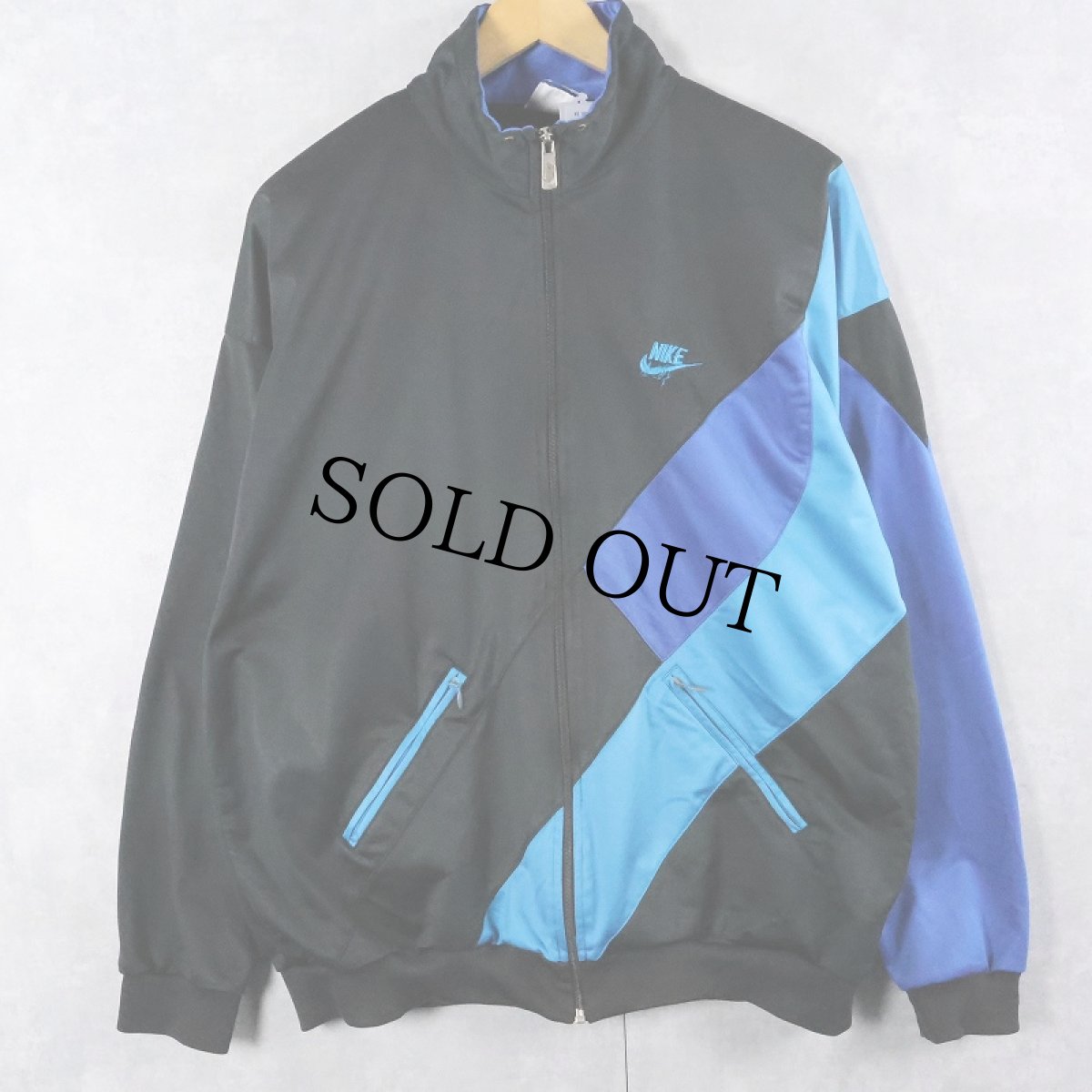 画像1: 90's NIKE 銀タグ 切り替えデザイン トラックジャケット BLACK L (1)
